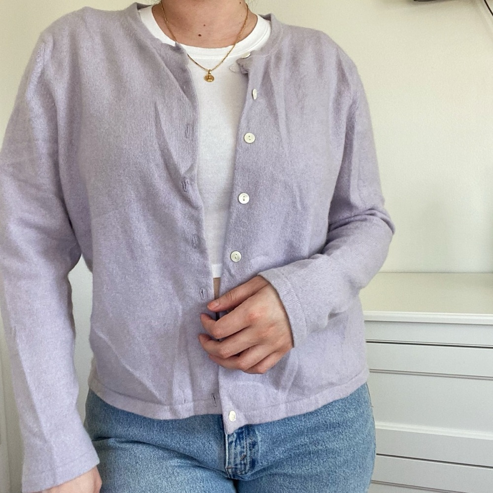Light Purple Button-Up Cashmere Cardigan